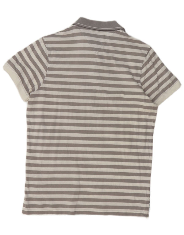 Tommy Hilfiger Herren-Poloshirt mit schmaler Passform, klein, grau gestreift, Baumwolle