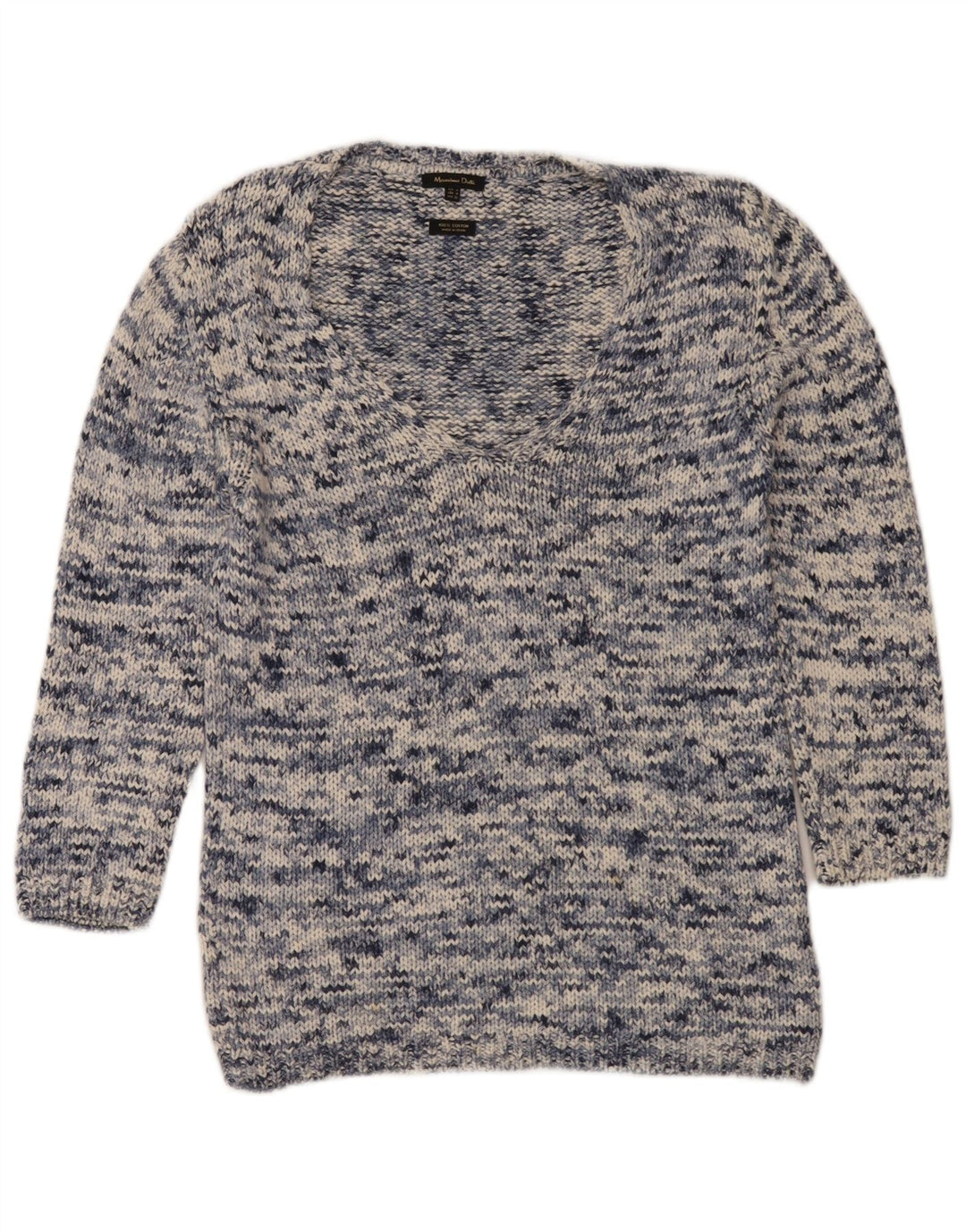 Massimo Dutti Damen-Pullover mit V-Ausschnitt, UK 14, mittleres Marineblau meliert