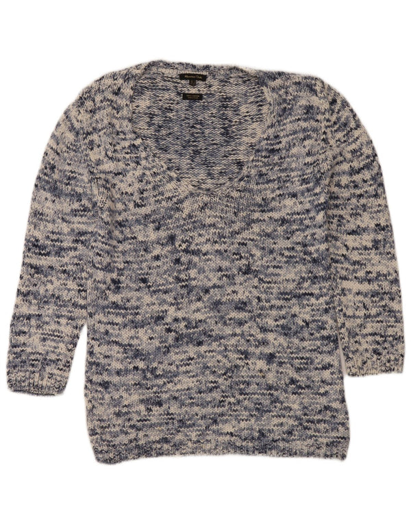 Massimo Dutti Damen-Pullover mit V-Ausschnitt, UK 14, mittleres Marineblau meliert