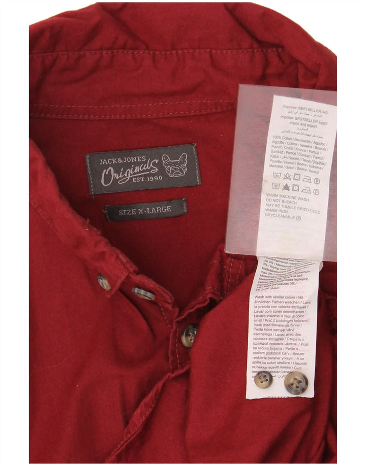 JACK & JONES Herrenhemd XL, rote Baumwolle