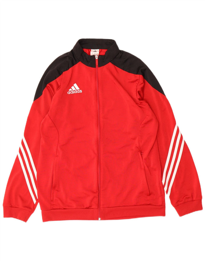 Adidas Herren-Trainingsanzug-Top-Jacke aus mittelrotem Colourblock-Polyester