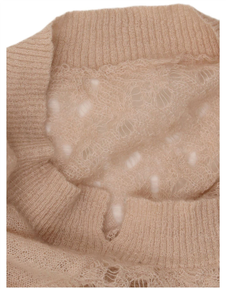 VINTAGE Übergroßer Damen-Pullover mit U-Boot-Ausschnitt, UK 16, Größe L, Beige