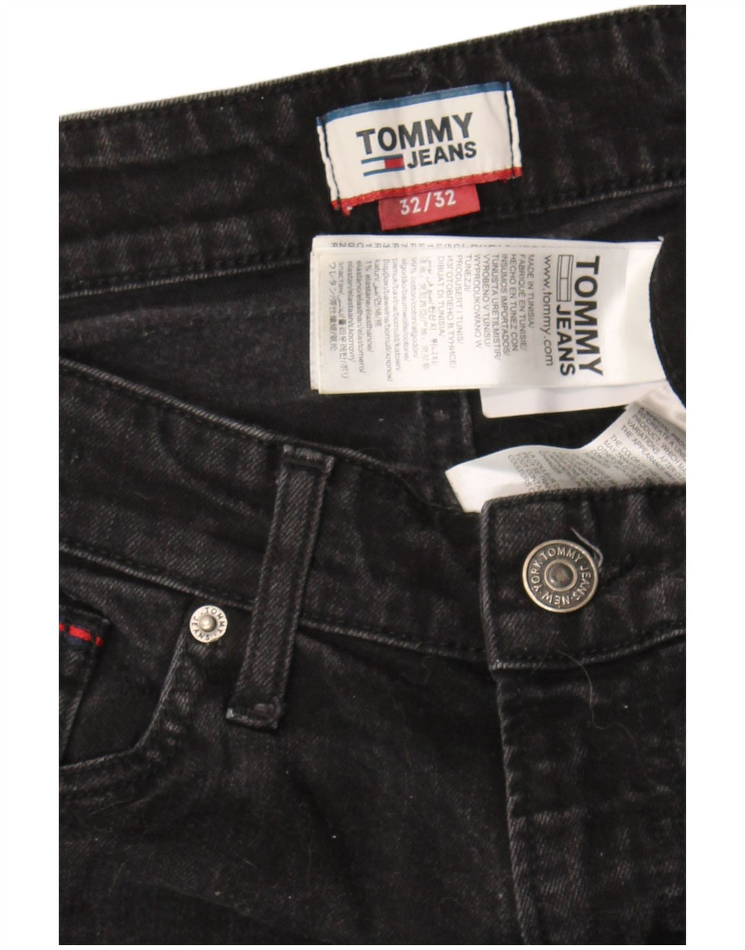 Tommy Hilfiger Herren Slim Jeans W32 L32 Schwarz Baumwolle