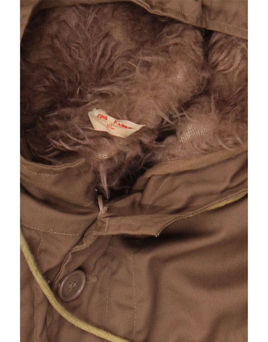VINTAGE Herren-Parkajacke mit Kapuze, UK 42, XL, braun, Polyester