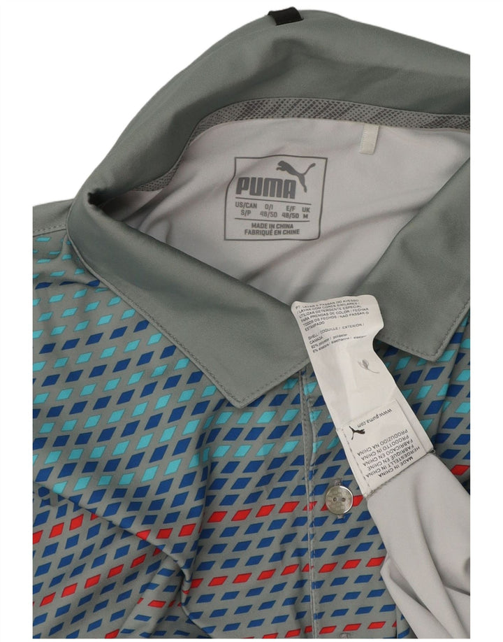 PUMA Herren Poloshirt Mittelgraues geometrisches Polyester