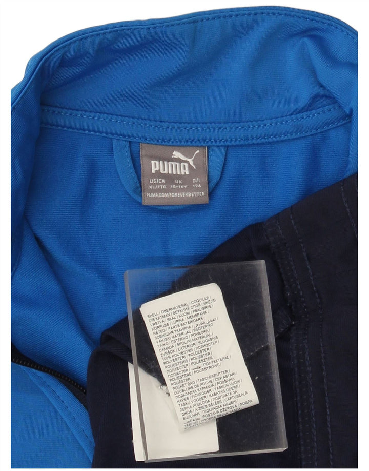 PUMA Jungen-Trainingsanzug-Top-Jacke, 15–16 Jahre, marineblaues Farbblock-Polyester