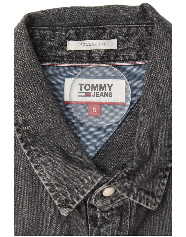 Tommy Hilfiger Herren-Jeanshemd mit normaler Passform, kleine graue Baumwolle