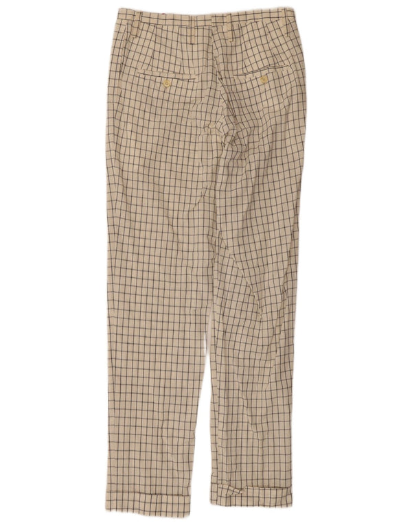 Vintage Damen gerade Chinohose IT 44 Medium W30 L31 Off White Check