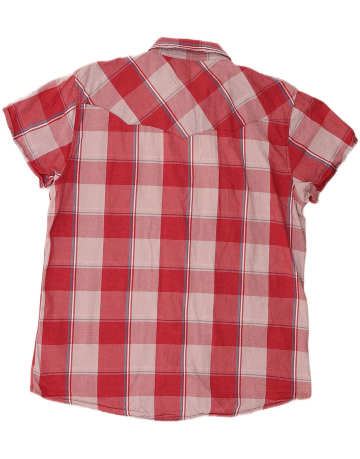 WRANGLER Herren-Kurzarmhemd mit normaler Passform, 3XL, rosa kariert, Baumwolle