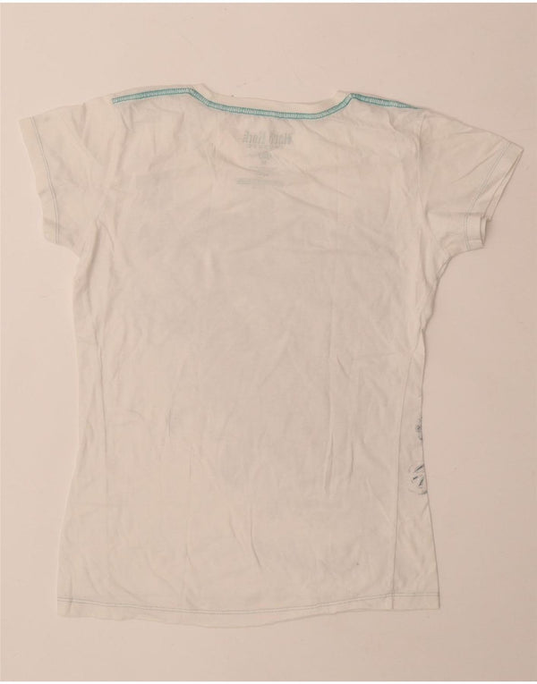 Hard Rock Cafe Damen Hamburg Graphic T-Shirt Top UK 12 Mittelweiße Baumwolle