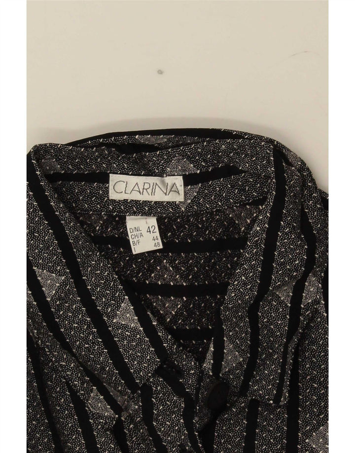 Vintage Damen Shirt UK 16 Groß Schwarz gestreift