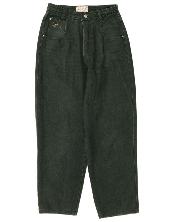 PETRESSA Damen High Waist Tapered Jeans EU 36 Small W26 L26 Grüne Baumwolle