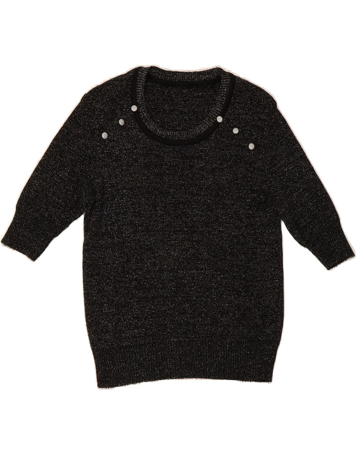 VINTAGE Womens Boat Neck Jumper Sweater UK 14 Medium Silver Flecked Vintage Vintage and Second-Hand Vintage from Messina Hembry 