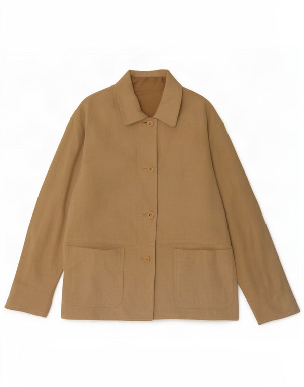 Vintage Damen 4-Knopf-Wildleder-Blazerjacke UK 14 Mittelbeige