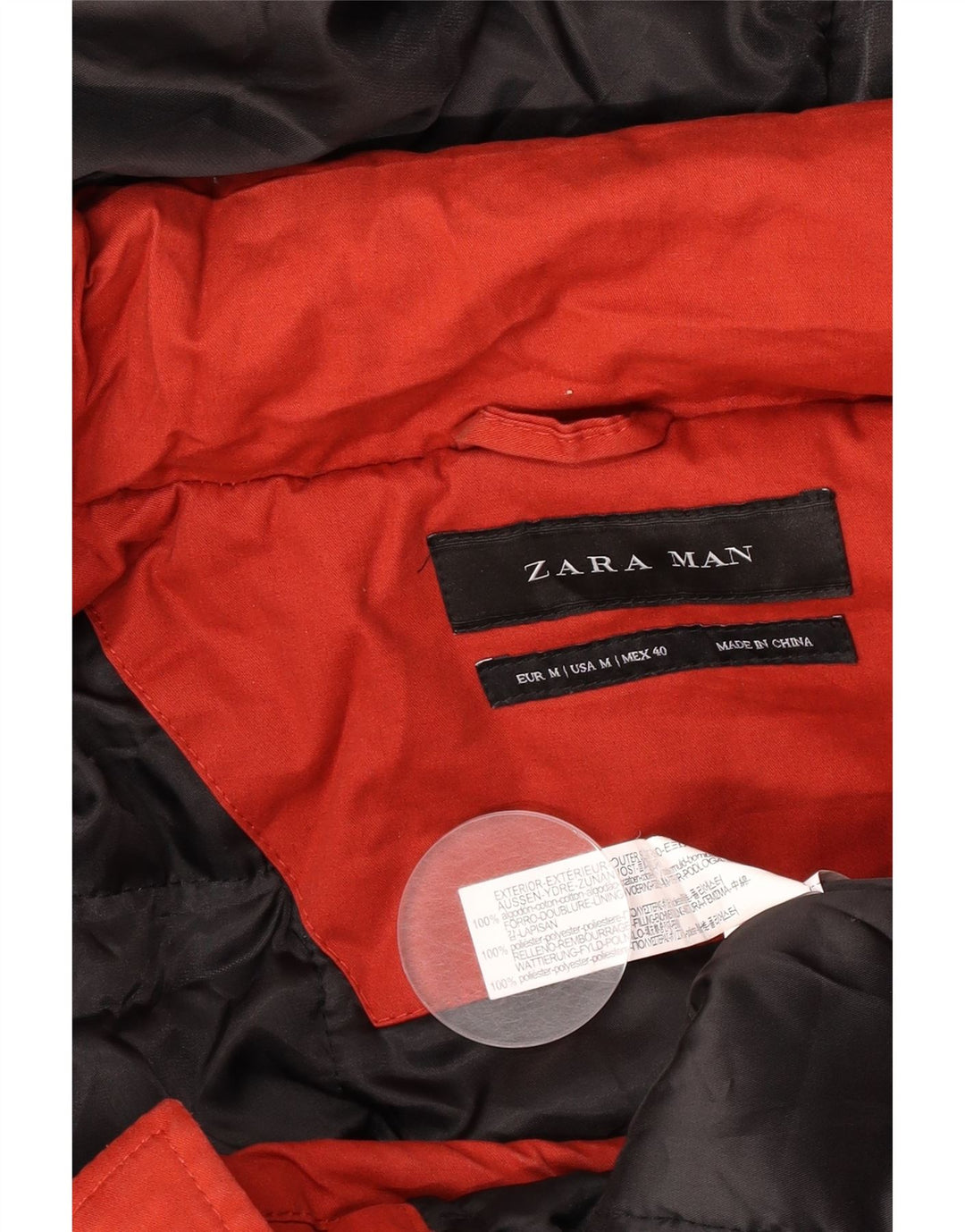 Zara Herren-Parka mit Kapuze, UK 38, mittelrote Baumwolle