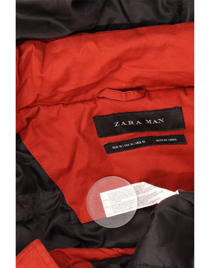 Zara Herren-Parka mit Kapuze, UK 38, mittelrote Baumwolle