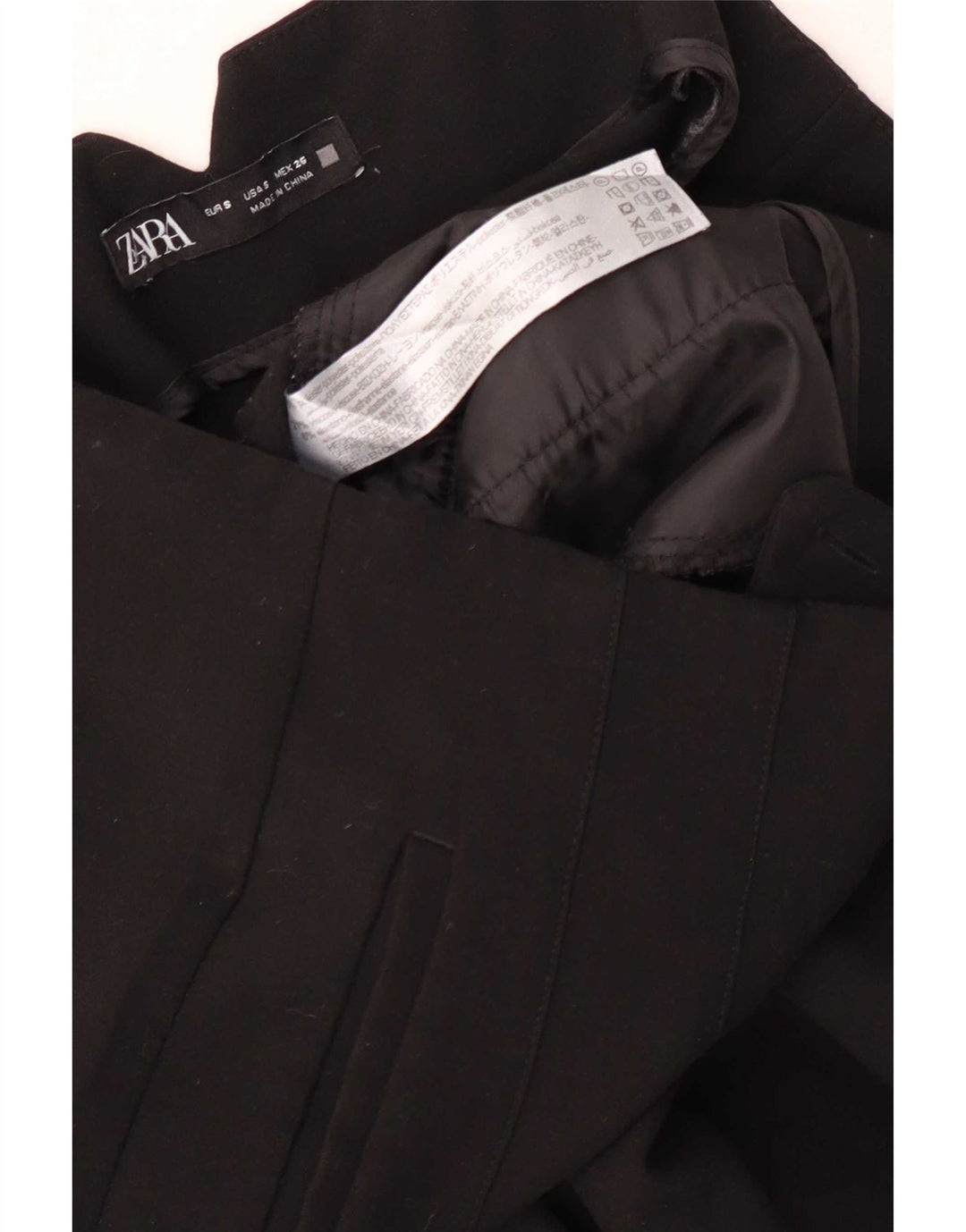 Zara Damen-Anzughose mit hoher Taille, Größe S, W26, L26, Schwarz, Polyester