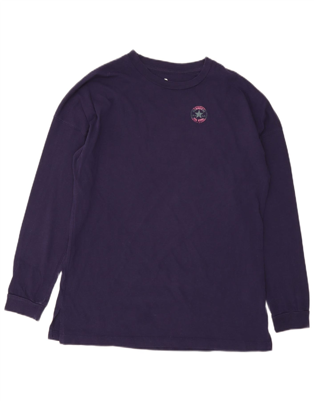 CONVERSE Damen Top Langarm UK 14 Mittellila Baumwolle