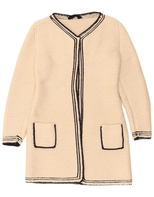 Vintage Damen Longline Cardigan Pullover UK 10 Small Off White