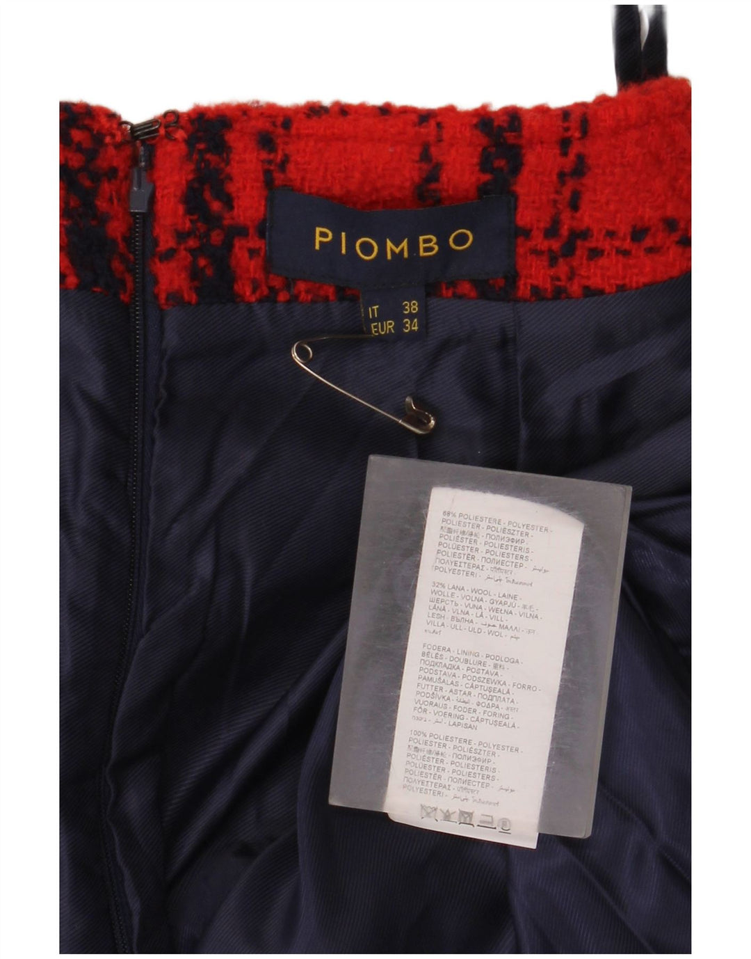 Piombo Damen Minirock IT 38 XS W26 Rot kariertes Polyester