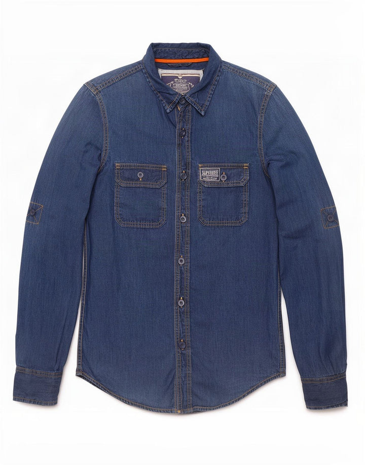 Superdry Herren-Jeanshemd, Größe S, Blau, Baumwolle