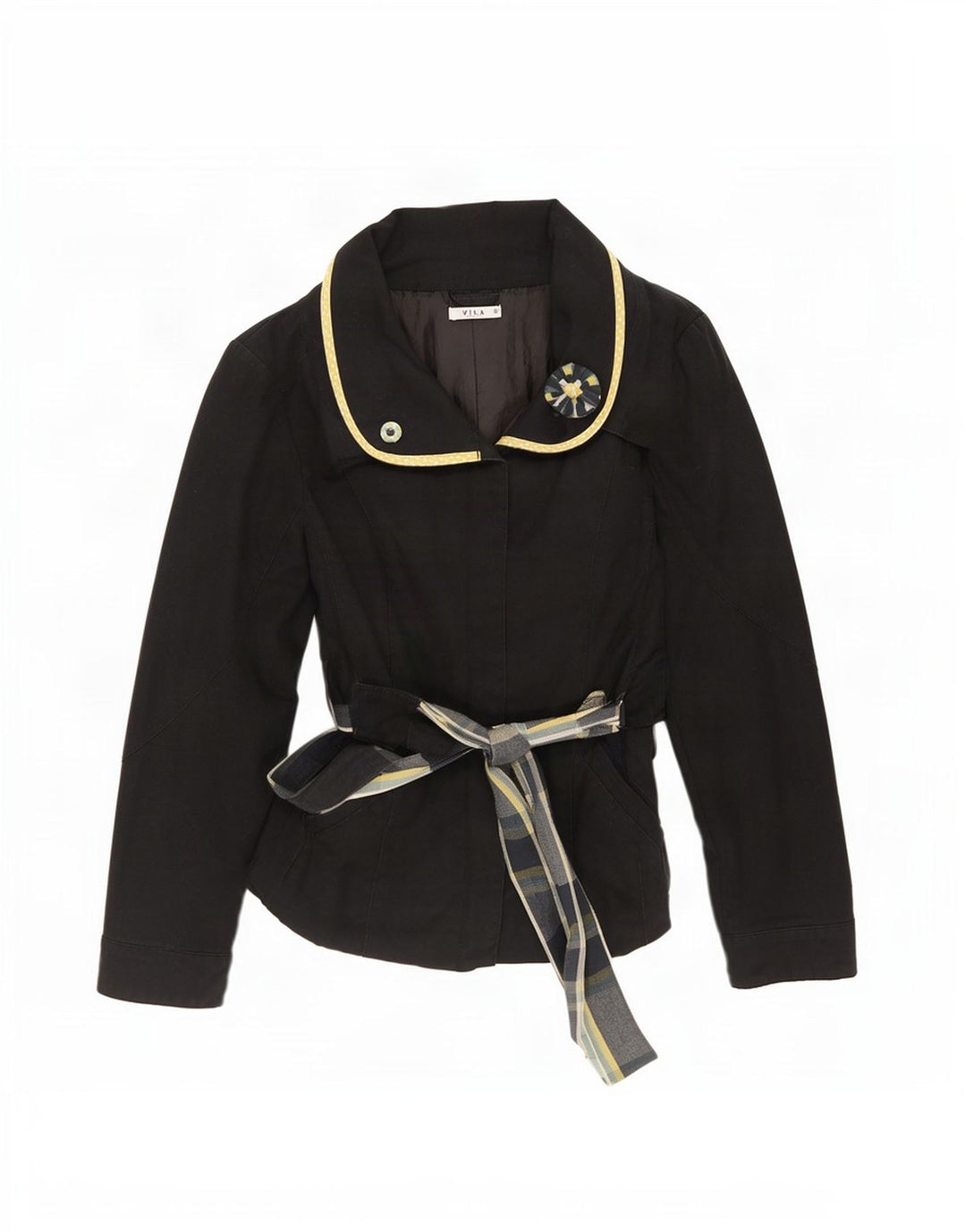 Vila Damen Kurzmantel UK 10 Small Schwarz Baumwolle