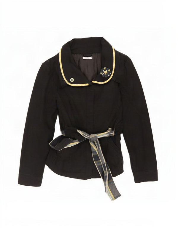 Vila Damen Kurzmantel UK 10 Small Schwarz Baumwolle