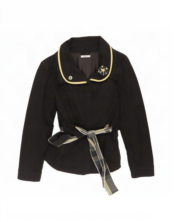 Vila Damen Kurzmantel UK 10 Small Schwarz Baumwolle
