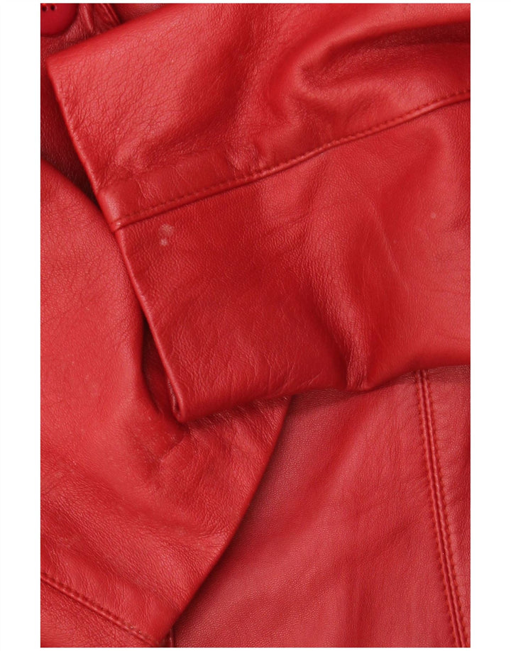 Vintage Damen 3 Knopf Leder Blazer Jacke IT 46 Großes rotes Leder