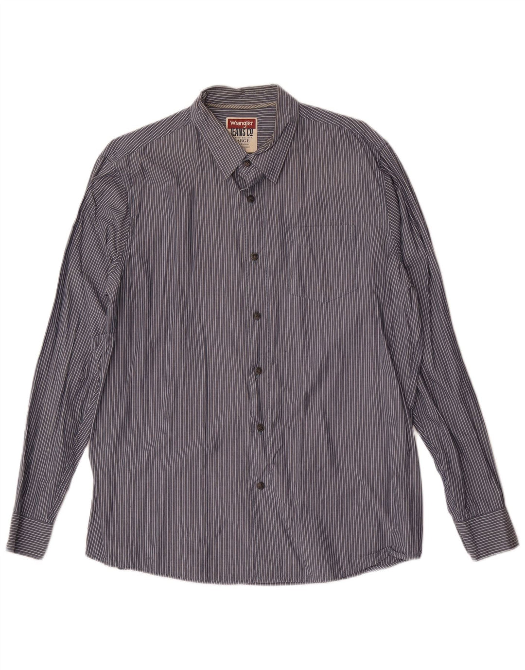 Wrangler Herrenhemd, groß, marineblau, Nadelstreifen-Baumwolle