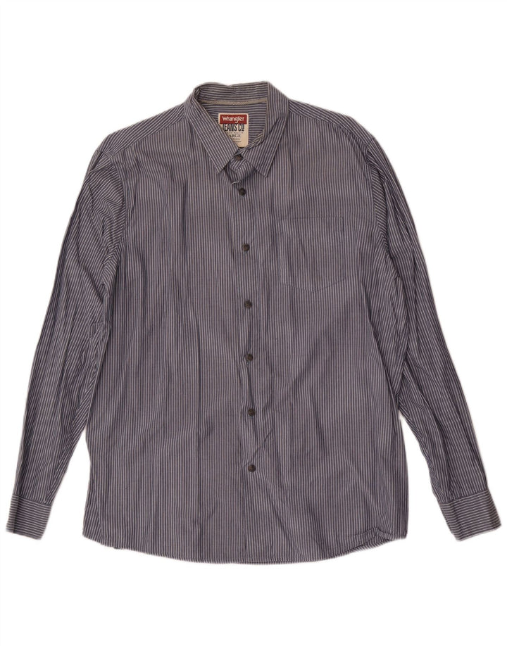 Wrangler Herrenhemd, groß, marineblau, Nadelstreifen-Baumwolle