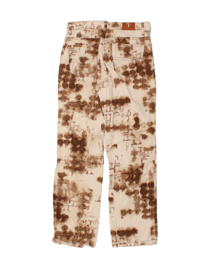 TRUSSARDI Womens Abstract Pattern Straight Casual Trousers W26 L28  Brown Vintage Trussardi and Second-Hand Trussardi from Messina Hembry 