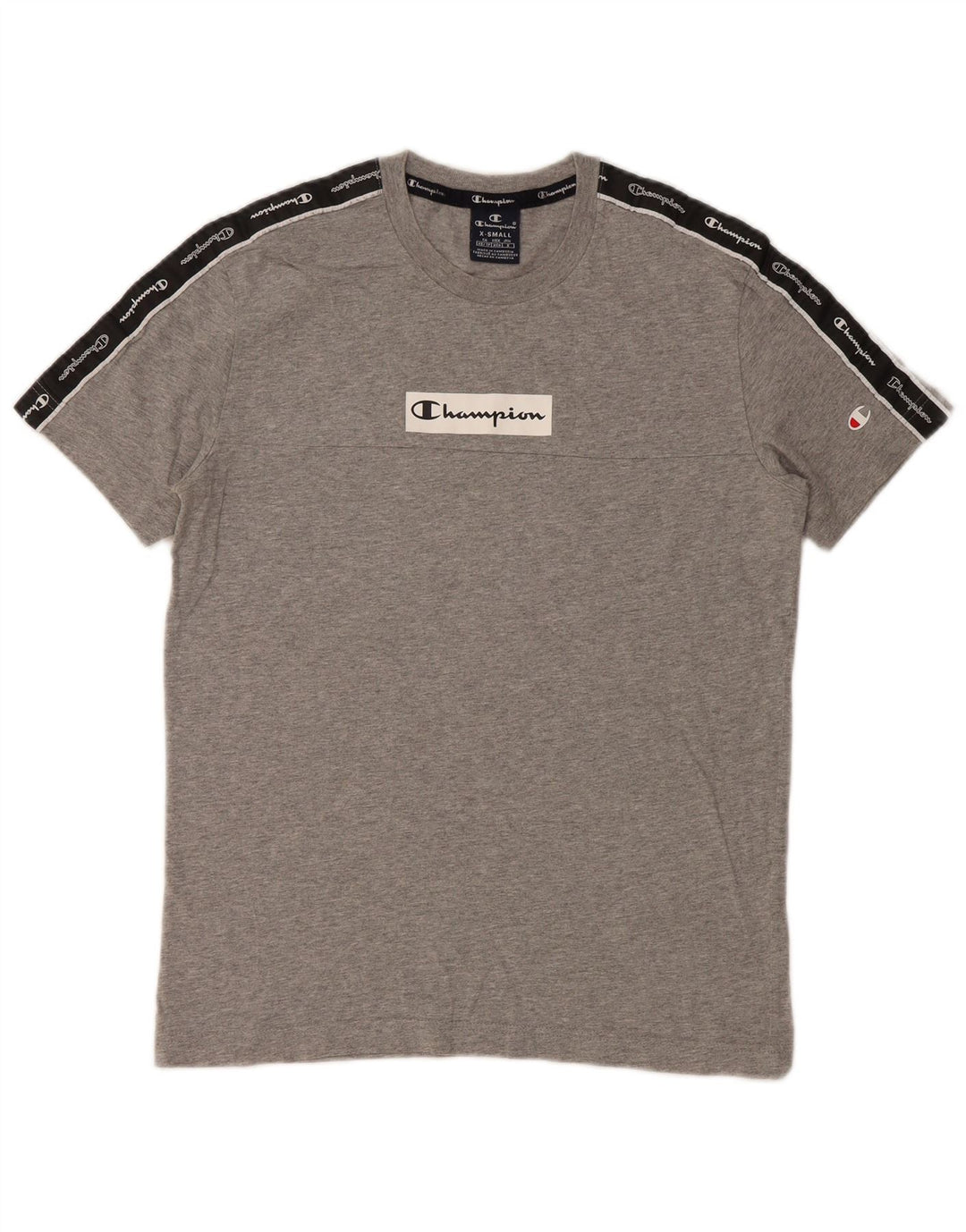 CHAMPION Mens Graphic T-Shirt Top XS Grey Colourblock