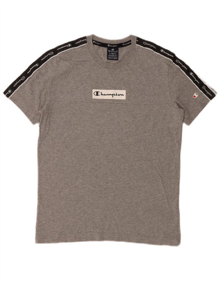 CHAMPION Mens Graphic T-Shirt Top XS Grey Colourblock