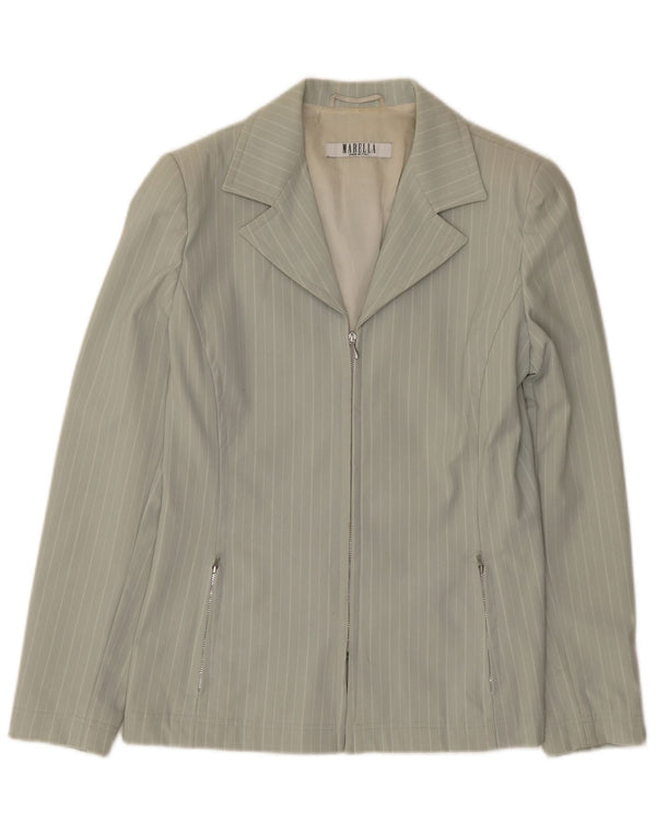Marella Damen Blazer Jacke UK 12 Mittelgrün gestreift Polyamid