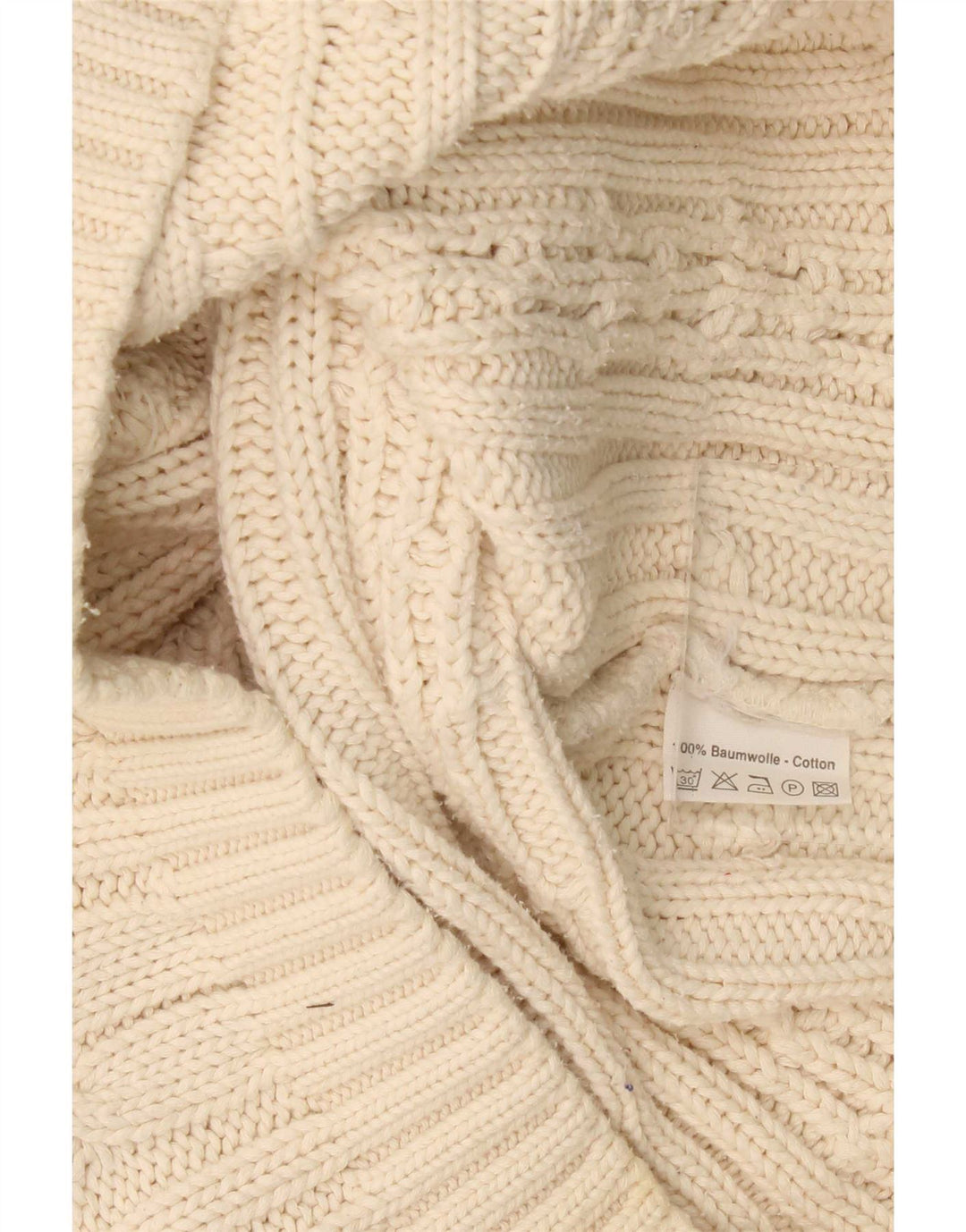 Vintage Herren Rollkragenpullover Pullover Große Beige Baumwolle