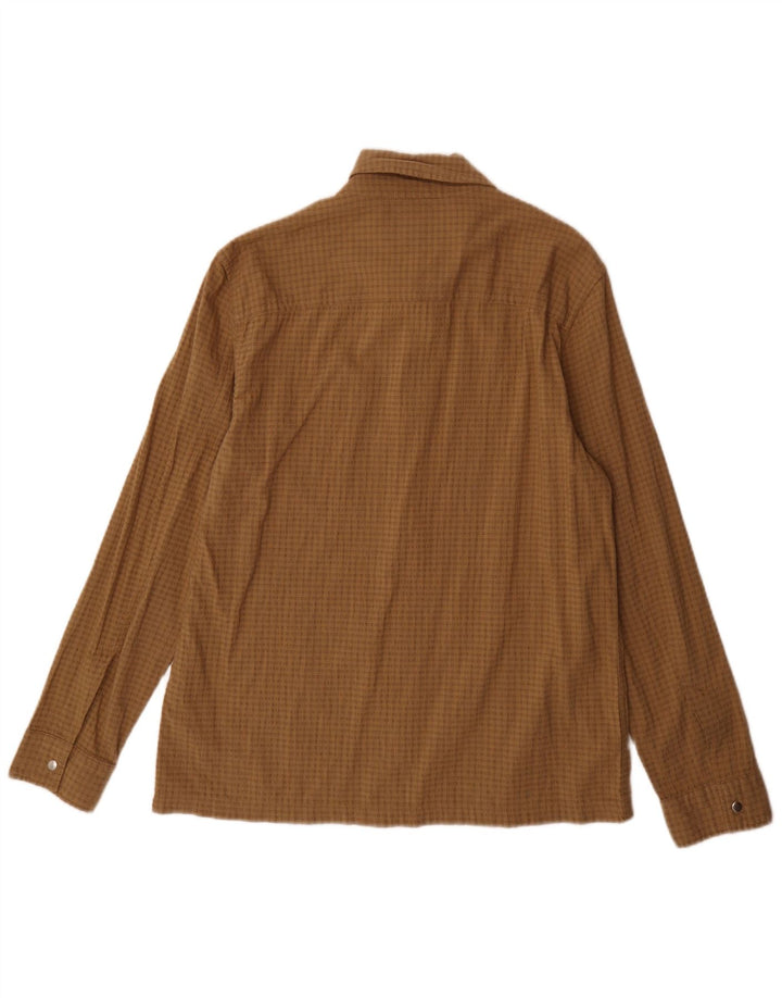 Marks & Spencer Herren-Overshirt-Hemd aus mittelbraun karierter Baumwolle