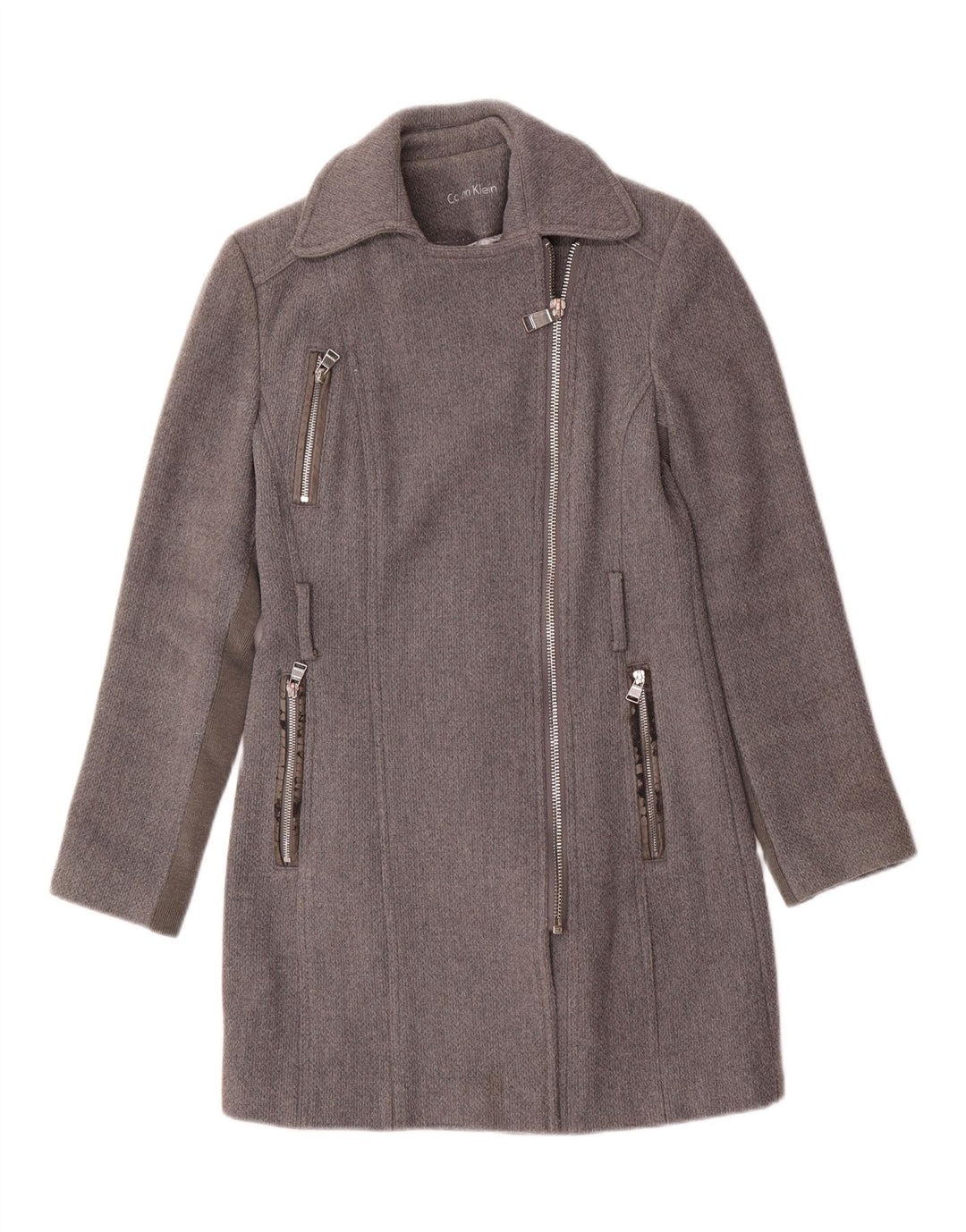 Calvin Klein Damen Mantel UK 10 Small Graue Wolle