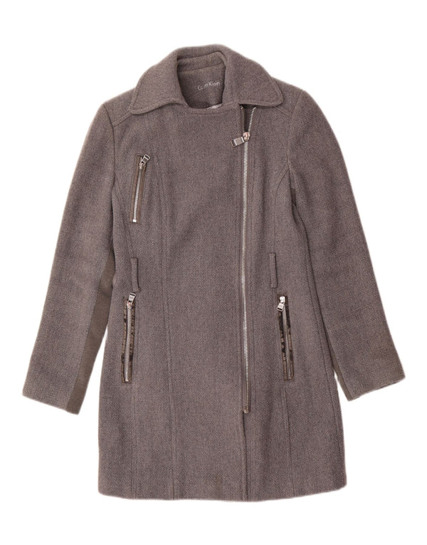 Calvin Klein Damen Mantel UK 10 Small Graue Wolle