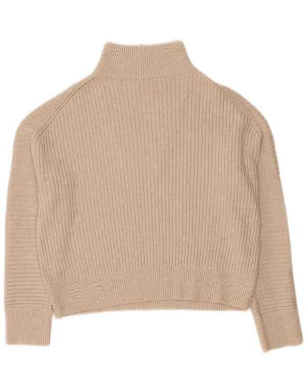 French Connection Damen-Pullover mit Reißverschluss am Hals, UK 14, Mittelbeige