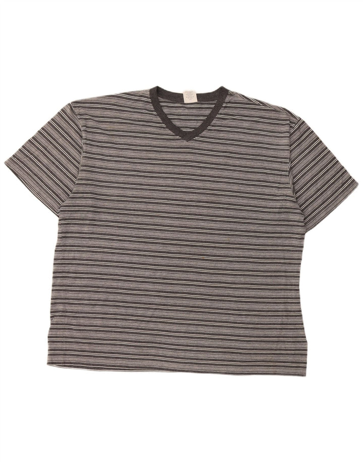 CALVIN KLEIN Herren T-Shirt Top Große grau gestreifte Baumwolle