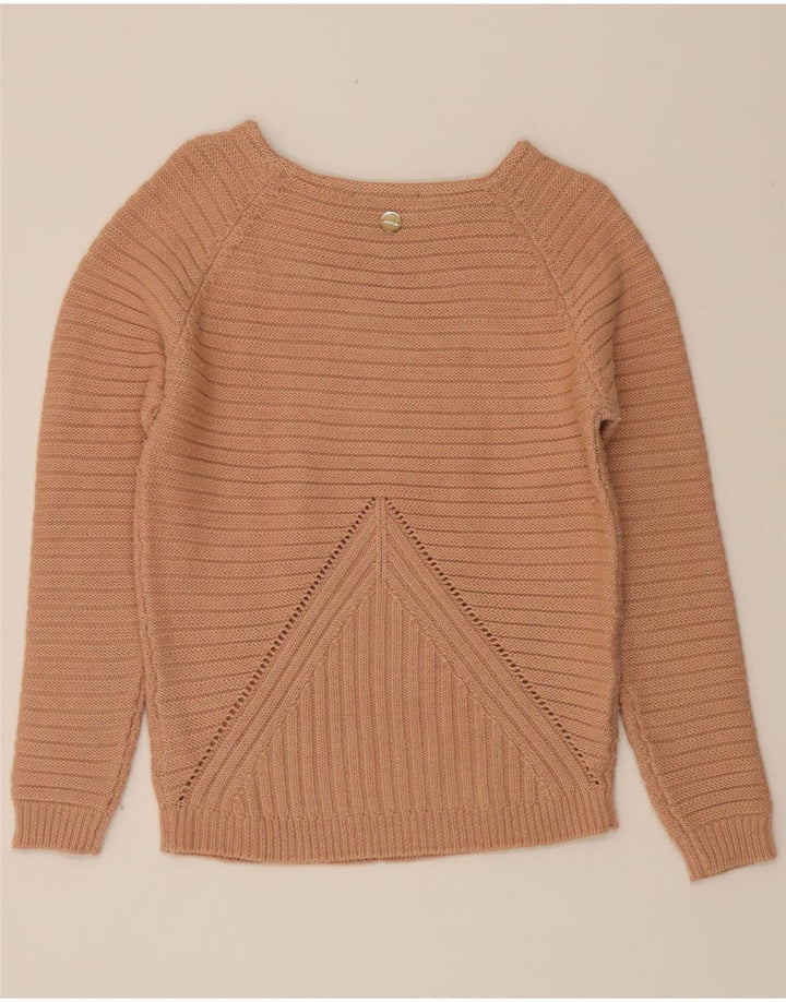 GUESS Womens Oversized Boat Neck Jumper Sweater US 2 XS Beige Wool Vintage Guess and Second-Hand Guess from Messina Hembry 