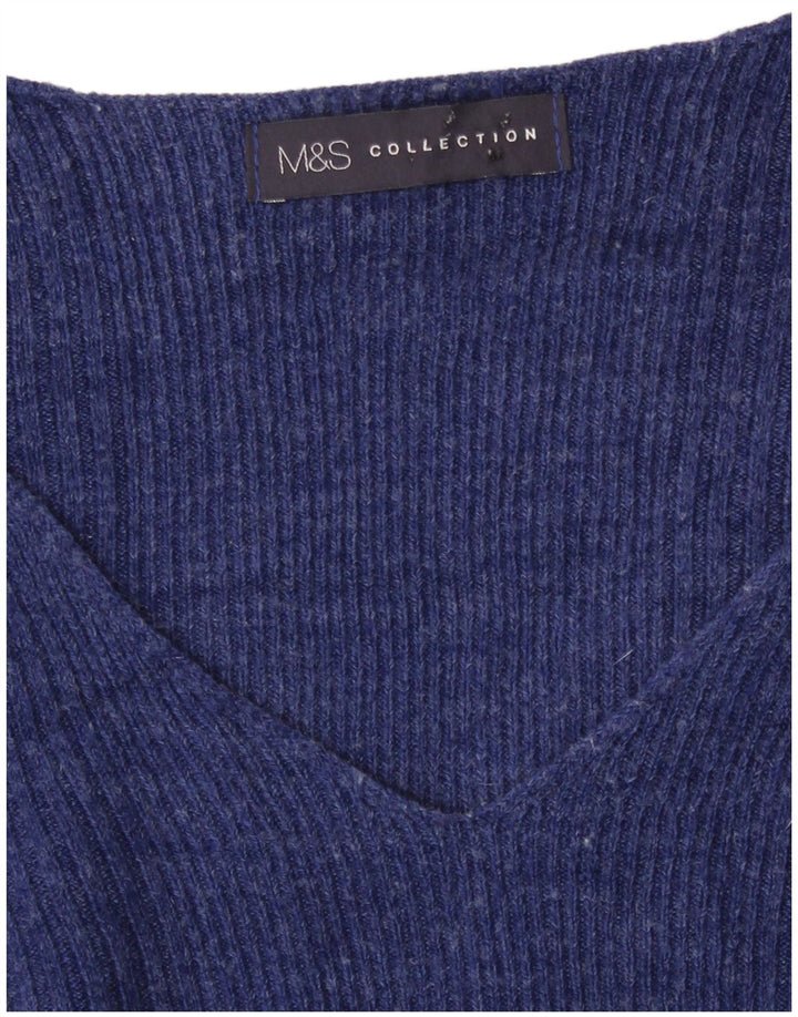 Marks & Spencer Damen-Pullover mit V-Ausschnitt, Gr. 14, mittelblau meliert