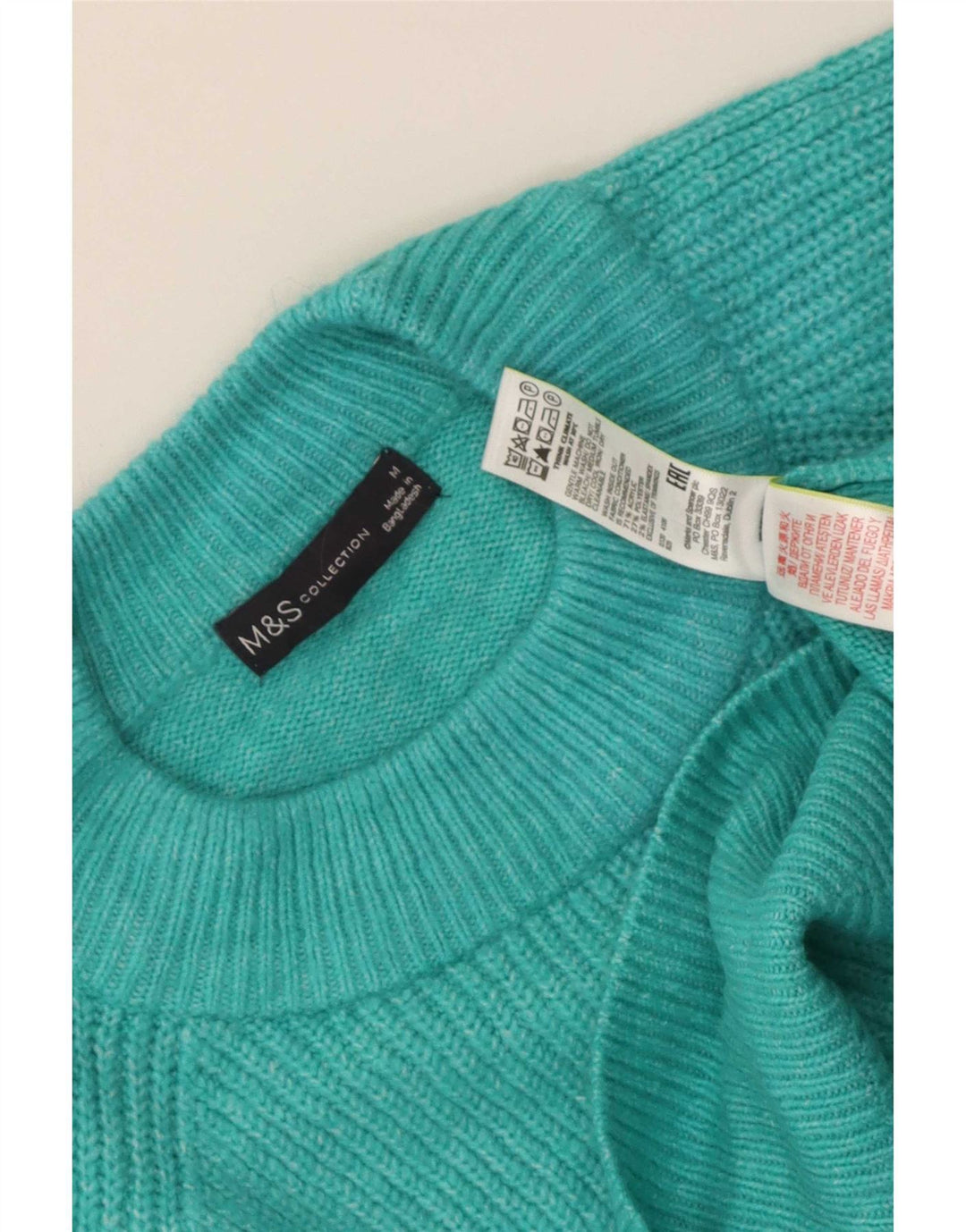 Marks & Spencer Damen-Pullover mit Rundhalsausschnitt, UK 14, Mittelblau, Acryl
