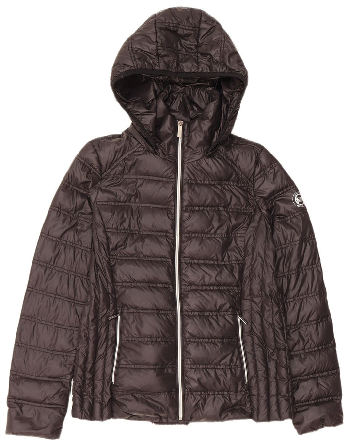 MICHAEL KORS Womens Hooded Padded Jacket UK 10 Small Black