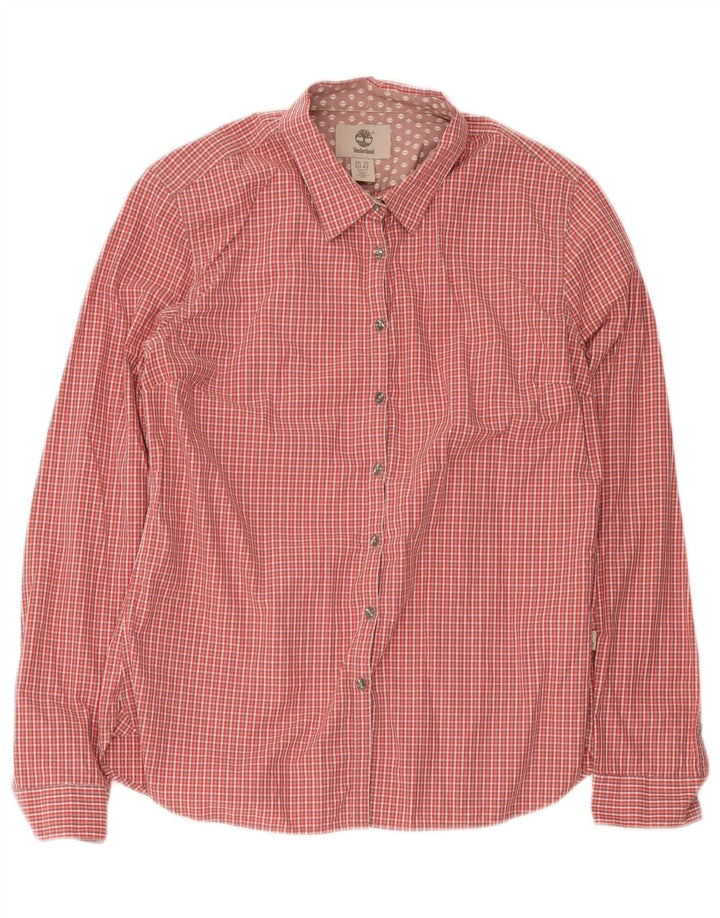Timberland Damen Slim Fit Hemd EU 42 Große rote Gingham-Baumwolle