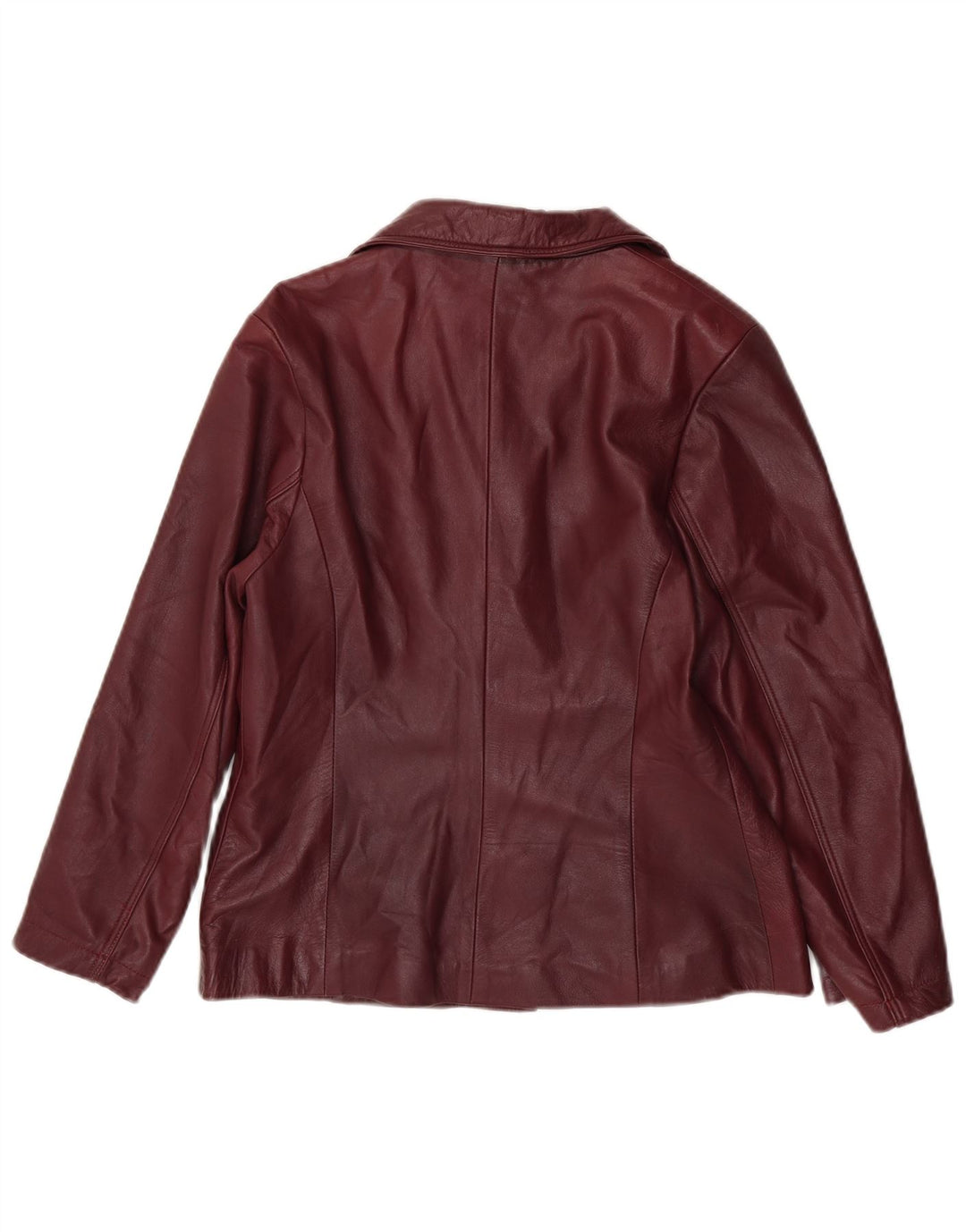 Vintage Damen 4-Knopf-Lederblazerjacke UK 18 XL Burgunderrotes Leder
