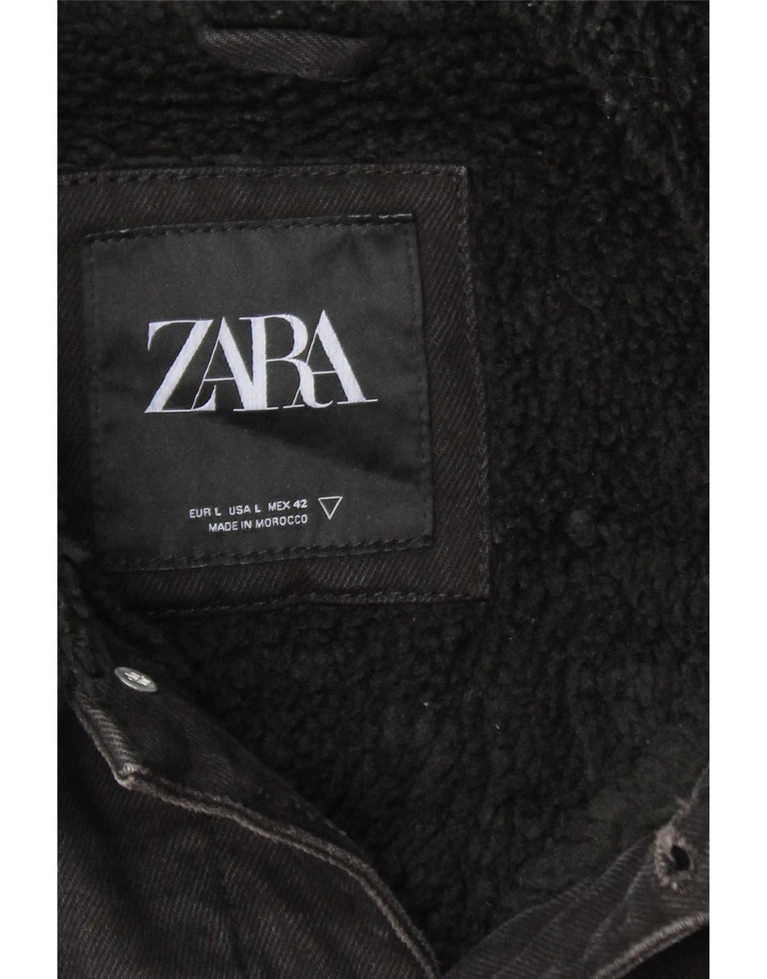 Zara Herren Denim Sherpa Jacke UK 40 Large Schwarz Polyester