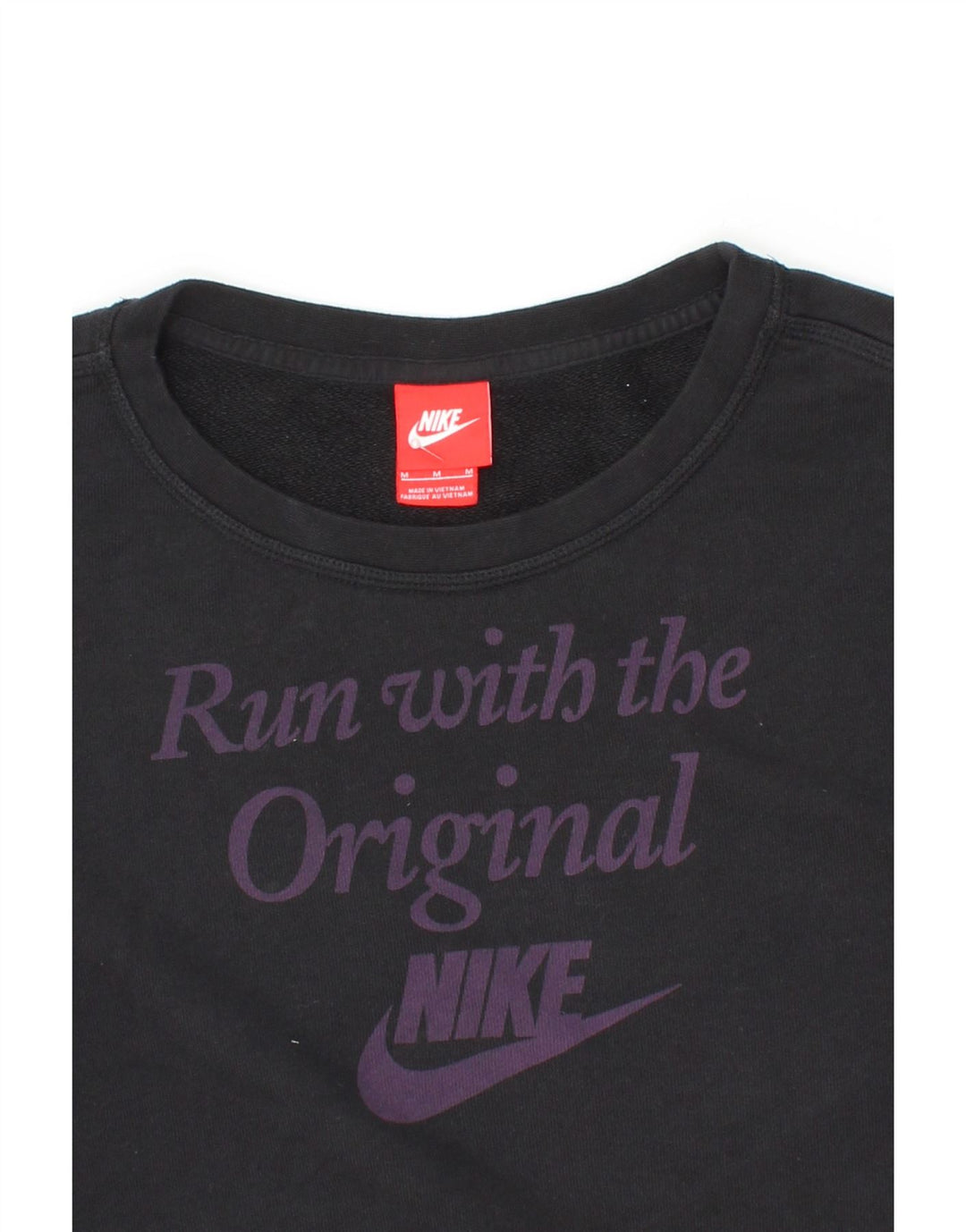 NIKE Womens Graphic Sweatshirt Jumper UK 14 Medium Black Cotton Vintage Nike and Second-Hand Nike from Messina Hembry 