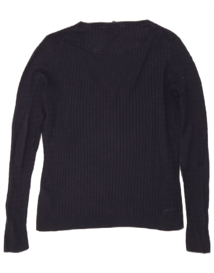 Massimo Dutti Damen-Pullover mit V-Ausschnitt, UK 14, Größe L, Marineblau, Seide